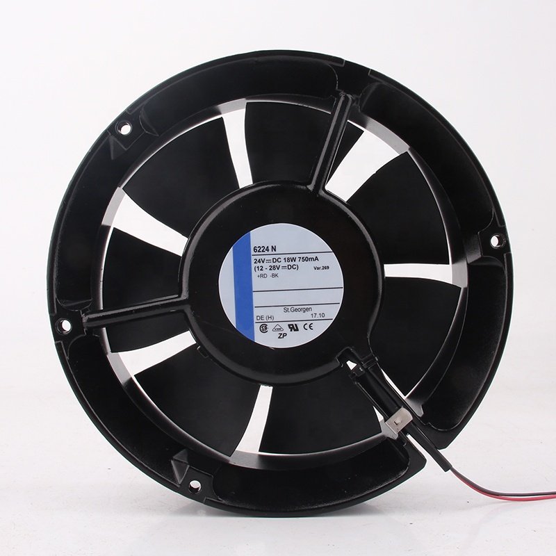 Original German 12V 48V 24V 750mA 18W EC AC 172X150X51MM 17251 17cm Full Round Aluminum Frame 6224N Cooling Fan